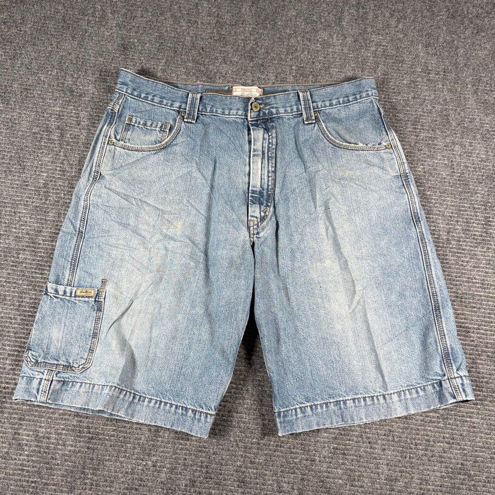 Levi Strauss Signature Carpenter Shorts Mens 36 Blue Good Light Wash Utility